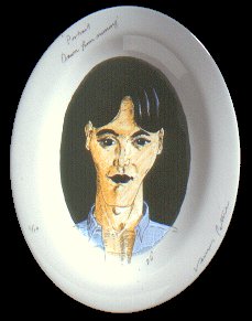 Kevin Petrie, Portrait Drawn from Memory, overglaze screen print on bone china plate.
